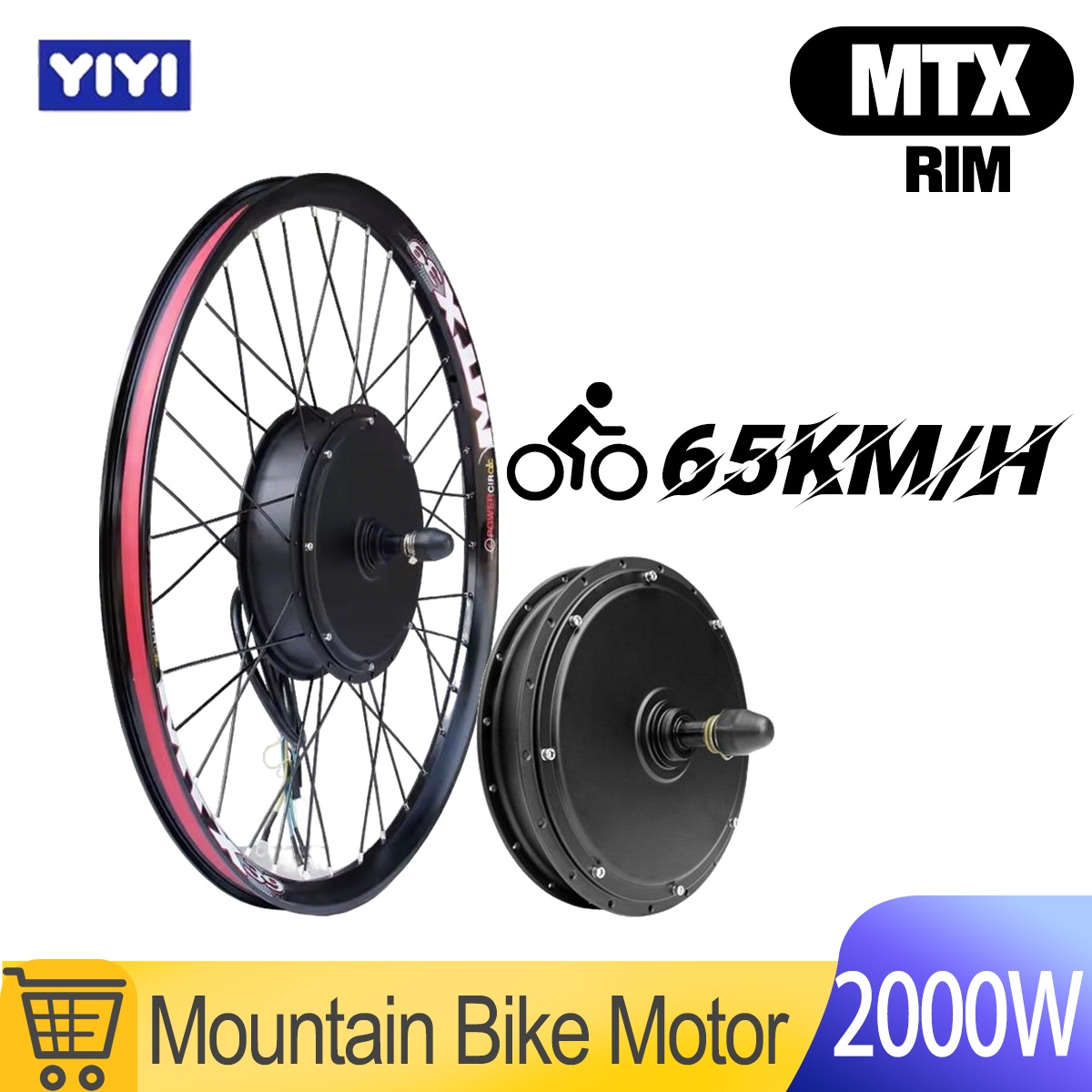 Mountain Biking Gear - MTX 48V52V 2000W E-bike motorwiel 20in-29in