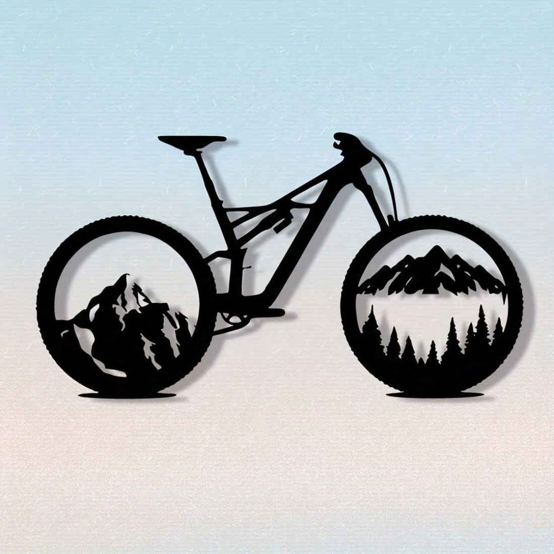 Mountain Biking Gifts - Zwart metalen mountainbikeband kunst, natuur landschap