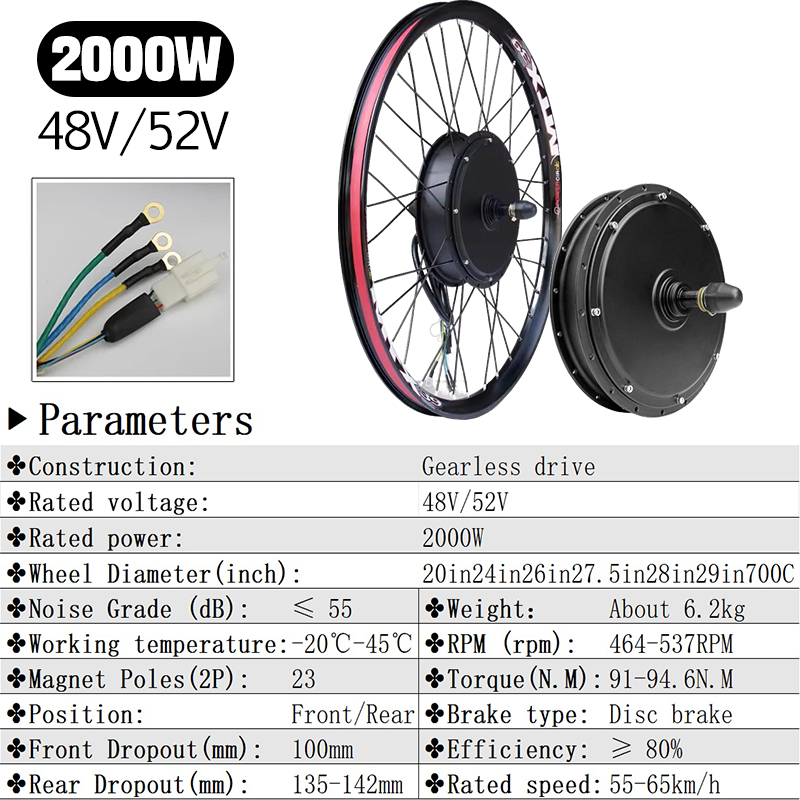 MTX 48V52V 2000W E-bike motorw - Mountain Biking Gear recensie en prijs
